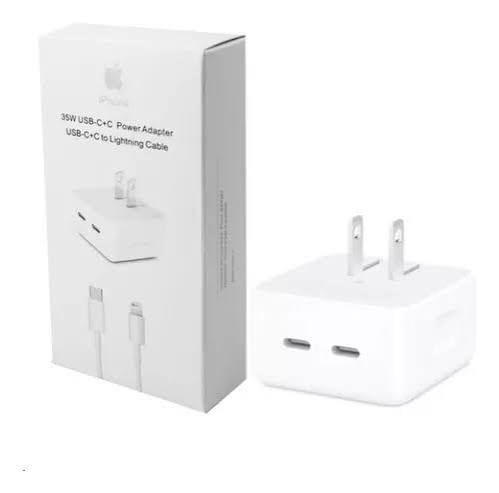 Cargador Apple 35W Doble USB-C + Cable USB-C a Lightning