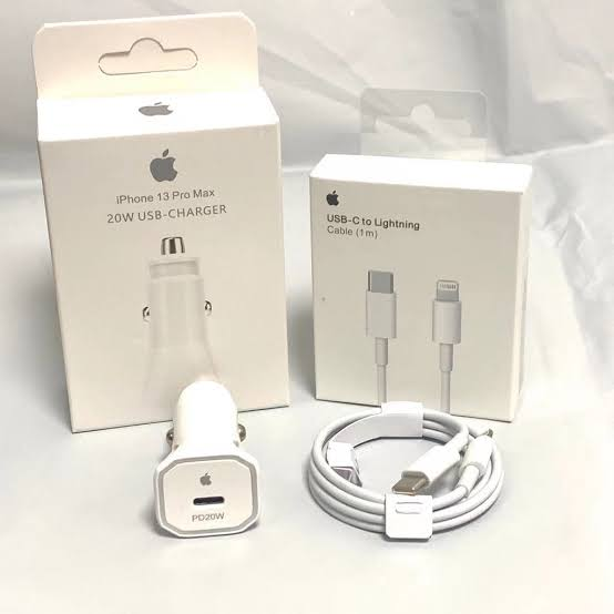 Cargador para Carro 20W USB-C + Cable Lightning para iPhone