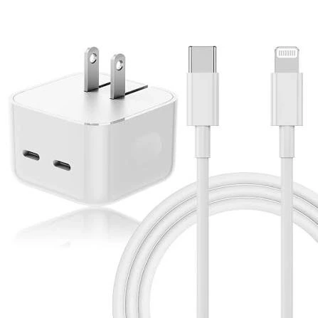 Cargador Apple 35W Doble USB-C + Cable USB-C a Lightning