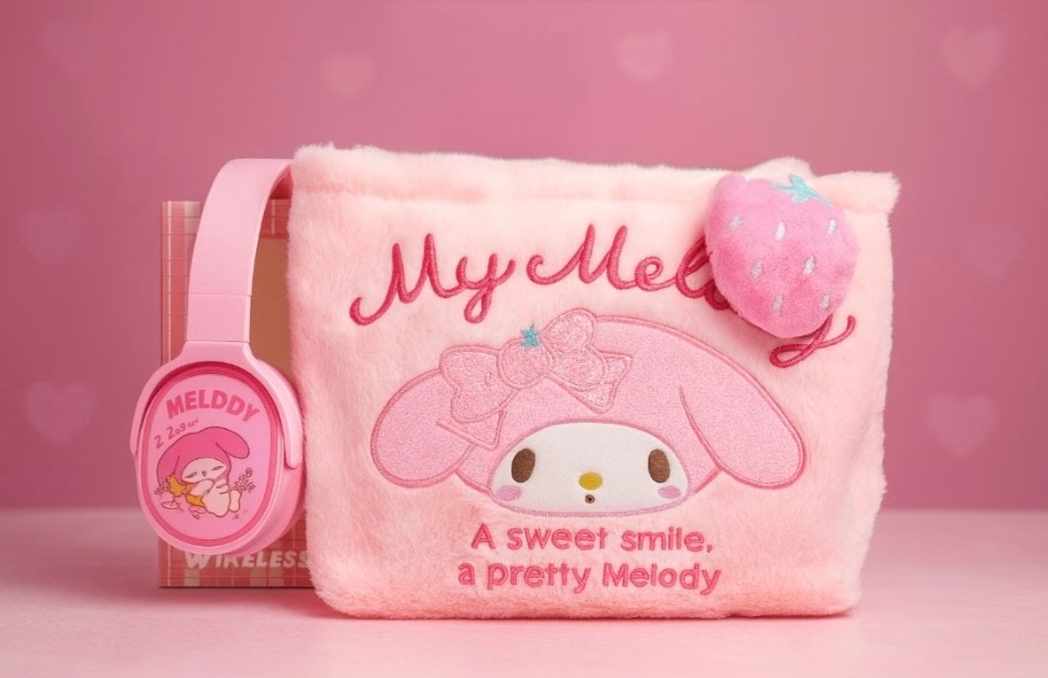 Set Audífonos Inalámbricos My Melody + Bolso de Peluche